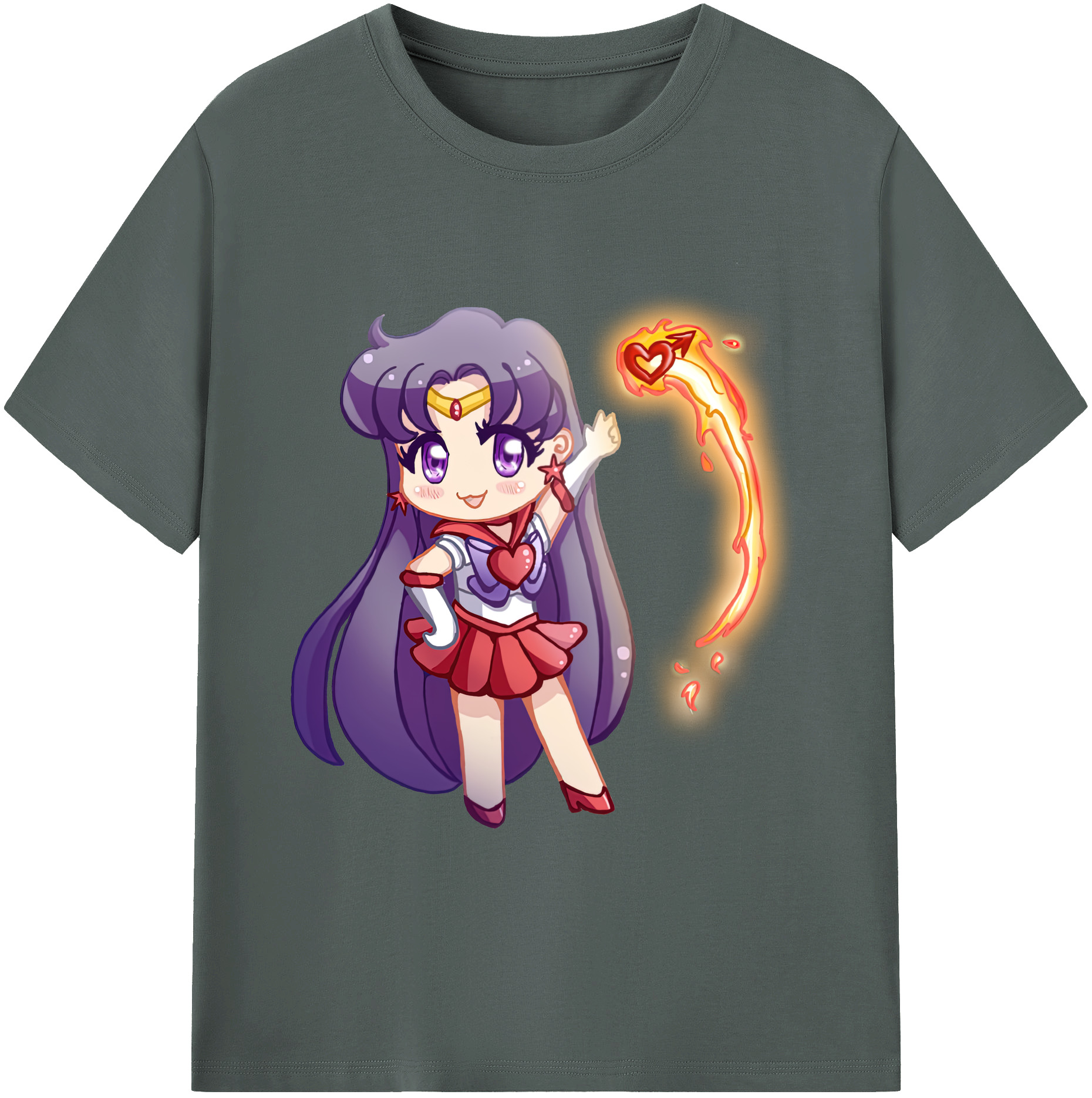 （画像用） 美少女戦士セーラームーン 火野レイ ひの レイ Sailor Moon Hino Rei （セーラーマーズ,Sailor Mars） 綿100％ メンズ半袖Tシャツ｜肌触りやわらか＆通気性